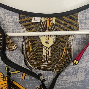 Women's Blue Egyptian Short Sleeve Split Neck Pullover Maxi Dress